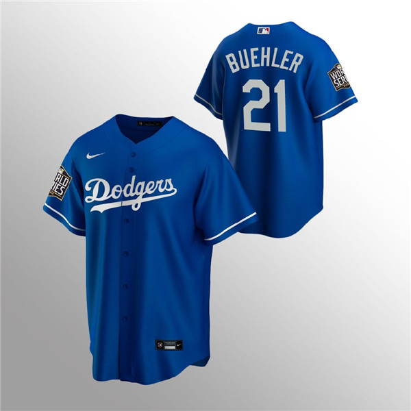 Men's Los Angeles Dodgers #21 Walker Buehler Blue 2020 World Series Bound stitched MLB Jersey